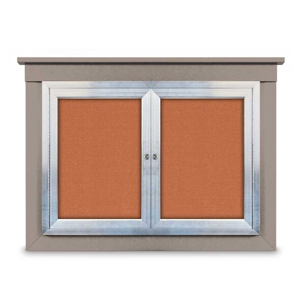 36"x36" 1-Door Enclosed Letterboard, Header, Grey Vinyl/Cherry